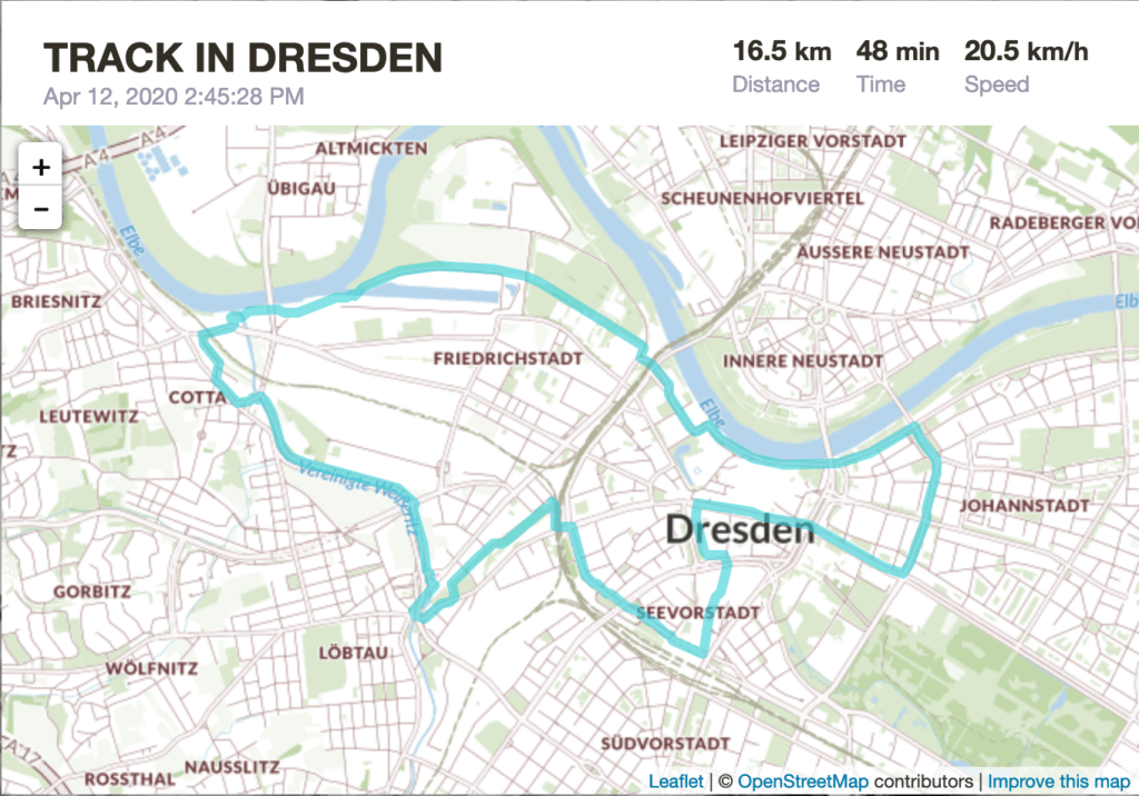 Fahrradtour-Karte mit GPS-Aufzeichnung in Form einer Katze