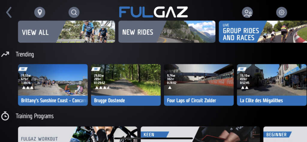 Screenshot von Fulgaz, eine weitere meiner Fitness-Apps für Indoor-Cycling