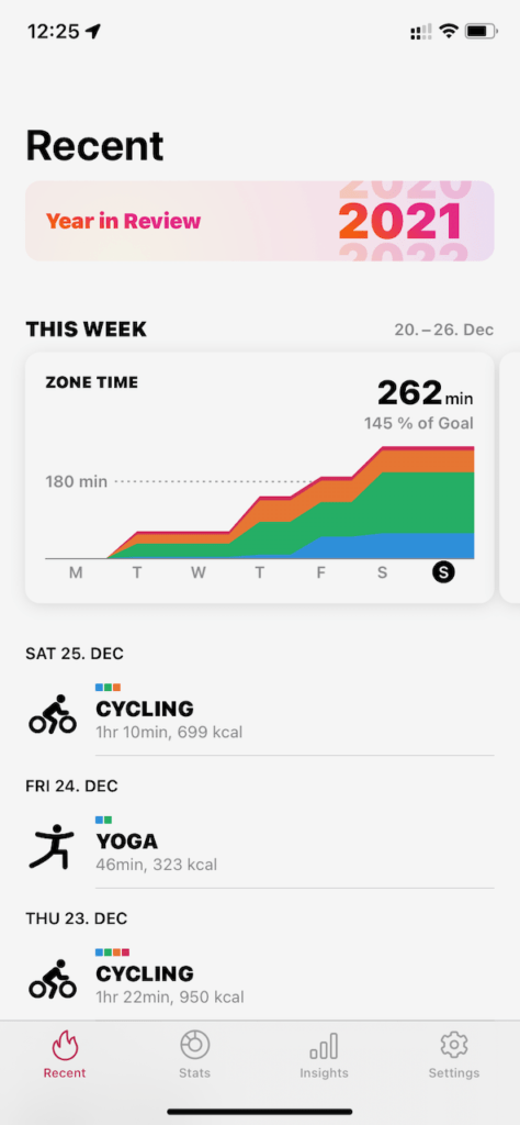 Screenshot von Zones, eine weitere meiner Fitness-Apps für Indoor-Cycling